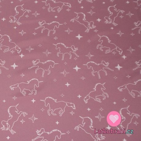 Softshell reflexní potisk jednorožci na růžové 