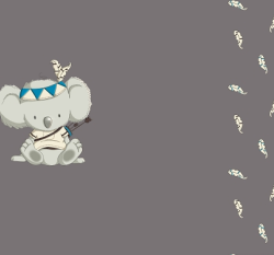 Teplákovina panel boho koala s indiánskou čelenkou