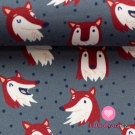 Úplet potisk šťastné lišky mezi nepravidelnými puntíky na šedé