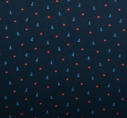 Úplet potisk kotvičky mezi hvězdičkami na námořnicky modré
