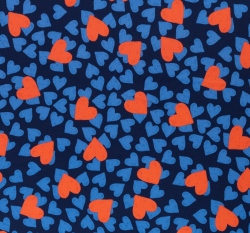 Viskóza srdíčka na tmavě modré