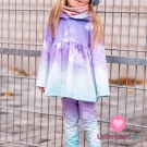 Teplákovina s příměsí modalu potisk mraky na fialovo - modré