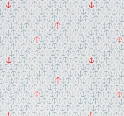 Úplet potisk červené kotvičky mezi modrými na bílé