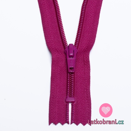 Zip spirálový nedělitelný amarantový 12 cm