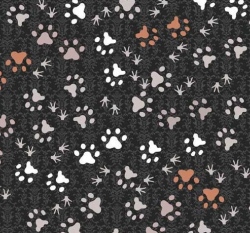 Úplet potisk záhadné tlapky a stopy na černém podkladu