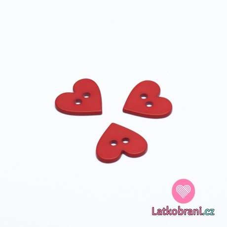 Knoflík srdíčko hladké červené 