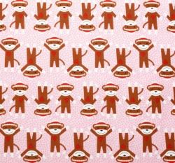 Bavlněné plátno opičky na růžovém puntíku