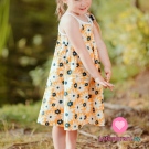 Úplet potisk květiny na žluté hořčicové 