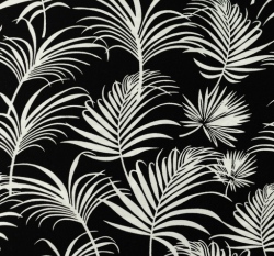Viskóza bílé palmové listy na černé