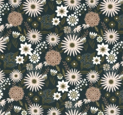 Modalová teplákovina bílé květiny na lahvově zelené