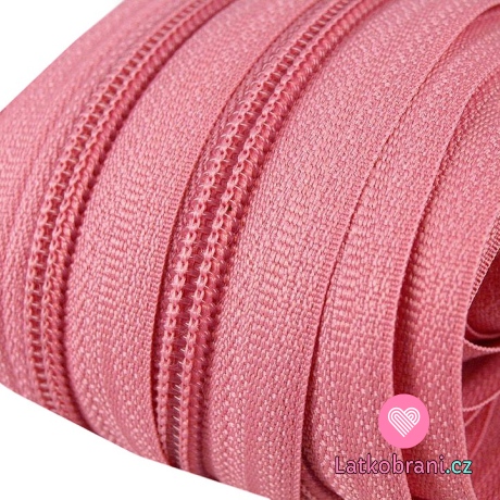 Metrážový zip spirálový 5 mm růžová střední