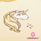 Panel hlava jednorožce s dlouhou hřívou na žluté