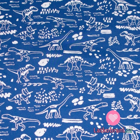 Softshell reflexní potisk dinosauři na královsky modré