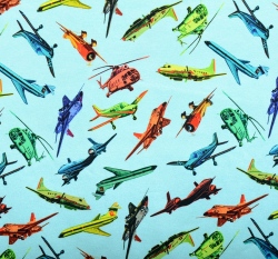 Úplet potisk letadla na modré do tyrkysova