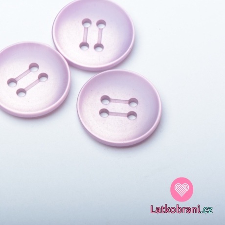 Knoflík kulatý, čtyřdírkový fialkovo - růžový