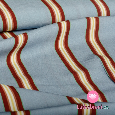 Viskóza proužky na šedo - modré