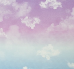 Teplákovina s příměsí modalu potisk mraky na fialovo - modré