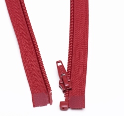Zip spirálový dělitelný tmavě červený 70cm