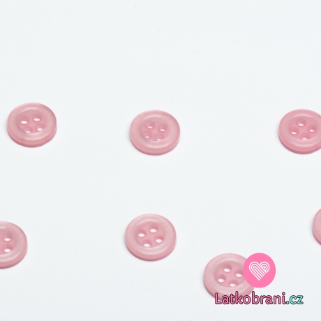 Knoflík kulatý čtyřdírkový, perleťový, růžový