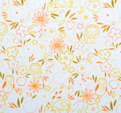 Velur potisk zvířátka a květy na bílé