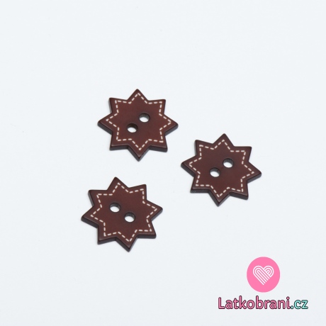 Knoflík vánoční hvězdička hnědá tmavší