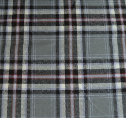 Bavlněný flanel šedobílá kostka s červeným lemováním