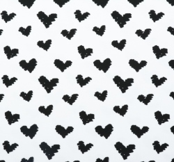 Úplet potisk černá srdíčka na bílé, BIO 