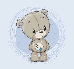 Panel medvídě chlapec na modré