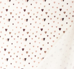 Teplákovina cihlovo - vínová srdíčka na bílé 