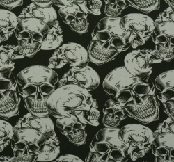 Teplákovina počesaná lebky na černé 