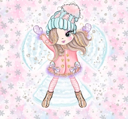 Panel Andělka s křídly v růžovém na růžové