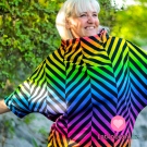 Teplákovina potisk pestrobarevný cik-cak, lehce počesaná