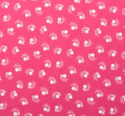 Bavlněné plátno potisk bílá kvítka na růžové