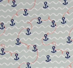 Úplet potisk kotvy na šedo - mintové 