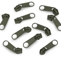 Jezdec k metrážovému zipu 5 mm olivová