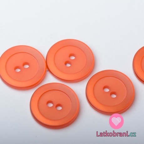 Knoflík kulatý, perleťový, oranžový - velký