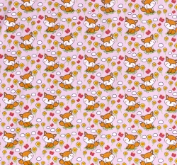 Úplet potisk veselá liška mezi pampeliškami na růžové