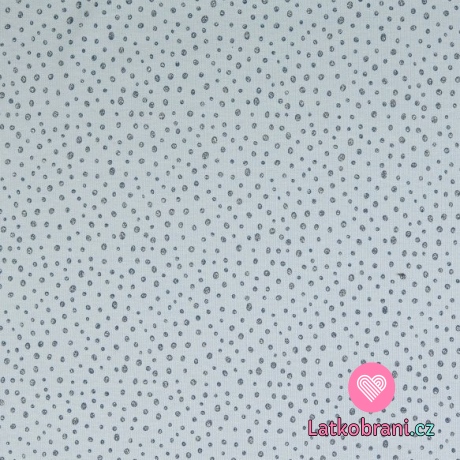 Úplet potisk třpytivé puntíky na světle modré 