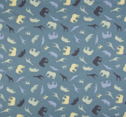 Úplet potisk safari zvířátka na modré