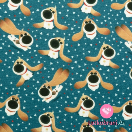 Úplet potisk roztomilá štěňátka s dlouhýma ušima na modré