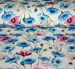 Teplákovina chrpa modrá na smetanové