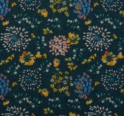 Warmkeeper potisk džínový efekt s kytičkami do žluta na tmavě modré