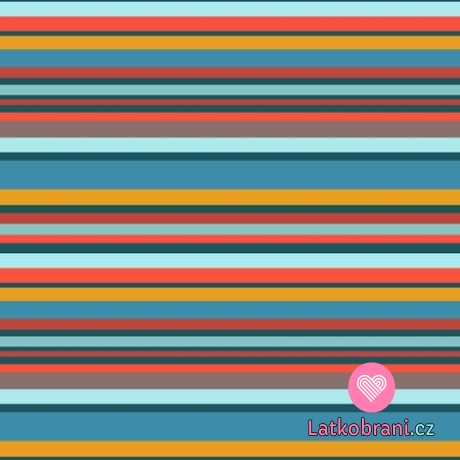 Úplet potisk barevné proužky do modro-žluté