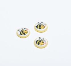 Knoflík kulatý, dětský včelka na žluté
