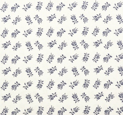 Bavlněné plátno folklorně modré růžičky na bílé 