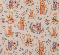 Úplet lesní zvířátka na ecru