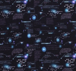 Teplákovina počesaná potisk binární kódy na tmavě modré