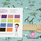 Úplet potisk safari zvířátka na světle modré