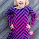 Teplákovina potisk cik-cak fialovo - růžový, lehce počesaná