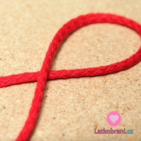 Šňůra kulatá oděvní bavlna 4 mm červená
